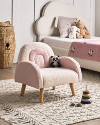 Beliani Kids Armchair Rainbow Ombo Boucle Pastel Pink - thumbnail 2