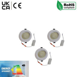 Led Recessed Ceiling Spotlights Pack Of 3 10W Cool White 6000K Slim Dimmable Adjustable Downlights - thumbnail 2