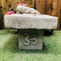 Stone Cast Small Birdbath Monk Buddha - thumbnail 2