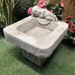 Stone Cast Small Birdbath Monk Buddha - thumbnail 5