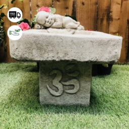 Stone Cast Small Birdbath Monk Buddha - thumbnail 3