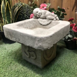 Stone Cast Small Birdbath Monk Buddha - thumbnail 4
