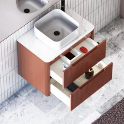 Royal Bathrooms Avenza 800mm Terracotta Clay Wall Hung Bathroom Countertop Vanity Unit 2 Drawer With Elena Basin - thumbnail 5
