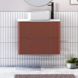 Royal Bathrooms Avenza 800mm Terracotta Clay Wall Hung Bathroom Countertop Vanity Unit 2 Drawer With Elena Basin - thumbnail 1