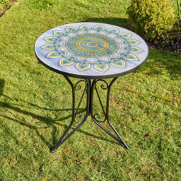 Home Source Hampshire Mandala Mosaic Outdoor Patio Garden Metal Bistro Set Black - thumbnail 3