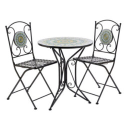 Home Source Hampshire Mandala Mosaic Outdoor Patio Garden Metal Bistro Set Black - thumbnail 8