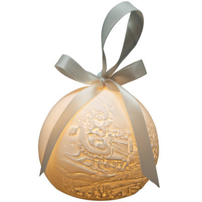Gifts Direct 2 U Nordic Christmas Light Up Bauble Porcelain - Santa Sleigh Reindeer