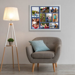 AK Frames 20X16 Silver Sleek Multi Photo Frame With Blue Mount - Holds 9 Apertures (2X) 7X5, (7X) 6X4 Photos - thumbnail 3