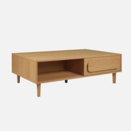 Sweeek - Vintage Oak Wood Effect Coffee Table With 1 Drawer Juliana 120X55X38 Cm - thumbnail 1