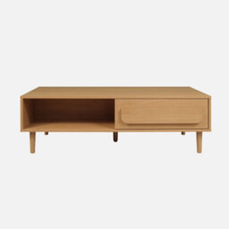 Sweeek - Vintage Oak Wood Effect Coffee Table With 1 Drawer Juliana 120X55X38 Cm - thumbnail 2