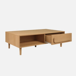 Sweeek - Vintage Oak Wood Effect Coffee Table With 1 Drawer Juliana 120X55X38 Cm - thumbnail 3