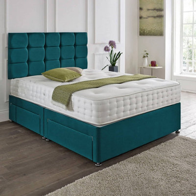 Dining Tables Rio Matching Headboard Divan Set, 2 Drawer On Same Side With Sprung 1500 Comfort Mattress - King - image 1