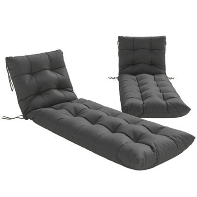 Outsunny Sun Lounger Cushions Only, Replacement Pads With 4 Ties - image 1