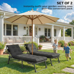 Outsunny Sun Lounger Cushions Only, Replacement Pads With 4 Ties - thumbnail 8