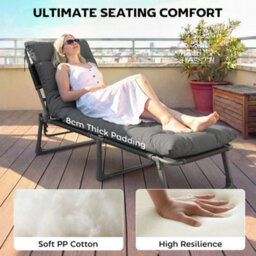 Outsunny Sun Lounger Cushions Only, Replacement Pads With 4 Ties - thumbnail 4