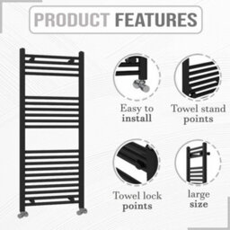 ARKO BATHROOM Arko Towel Radiator, Heated Towel Rails,wall Mounted Ladder Radiators 500X1200mm ,black - thumbnail 2