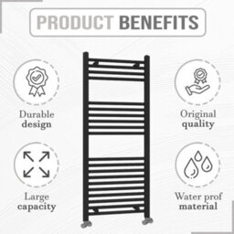 ARKO BATHROOM Arko Towel Radiator, Heated Towel Rails,wall Mounted Ladder Radiators 500X1200mm ,black - thumbnail 3