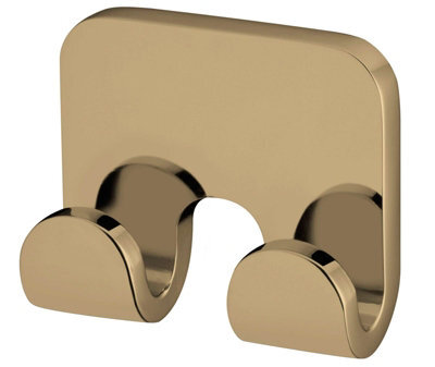 Bisk Small Double Towel Hanger Bathroom Gold Colour Finished Zamak Wall Mounted - image 1