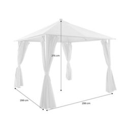 Sweeek - Aluminum Gazebo 3X3M With Wood Effect, Curtains, And Led Anthracite - Veluna - thumbnail 4