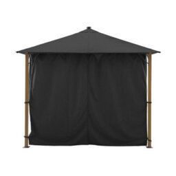 Sweeek - Aluminum Gazebo 3X3M With Wood Effect, Curtains, And Led Anthracite - Veluna - thumbnail 6
