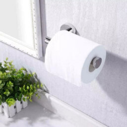 Silver Toilet Roll + Ring Set New Stainless Steel Toilet Roll Holder And Towel Ring Set Bathroom Wall Mounted - thumbnail 4