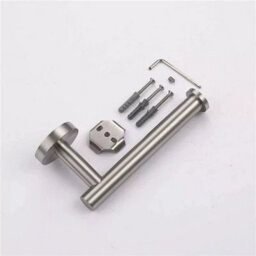 Silver Toilet Roll + Ring Set New Stainless Steel Toilet Roll Holder And Towel Ring Set Bathroom Wall Mounted - thumbnail 2