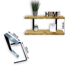 MKGT 90Cm Double Rustic Wooden Shelves Wall-Mounted Shelf With Seated Black L Brackets (Dark Oak) - thumbnail 4