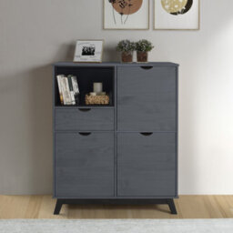 Mercers Furniture Scandian Grey Sideboard Cabinet Solid Wood Pine Wooden Drinks Cupboard Height-120Cm Width-96Cm Depth-40Cm - thumbnail 2