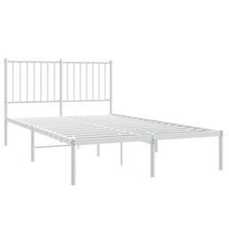 Berkfield Metal Bed Frame With Headboard White 120X200 Cm - thumbnail 4