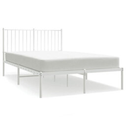 Berkfield Metal Bed Frame With Headboard White 120X200 Cm - thumbnail 2