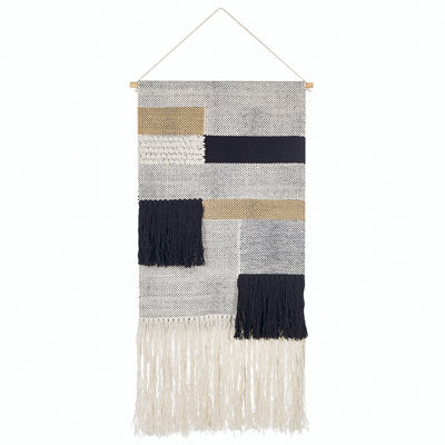 Beliani Fabric Wall Hanging Hangu Cotton 114 Cm Beige