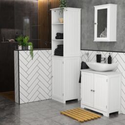 Lassic Hayle Tall Matt White Single Wall-Mounted Bathroom Cabinet (H)160Cm (W)40Cm - thumbnail 3