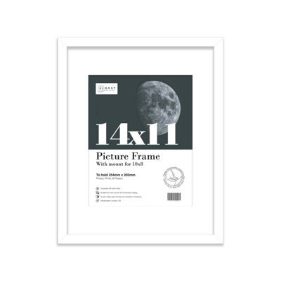 "14X11"" White Frame With Mount For 10X8"" Pictures 20mm Thin Edge Portrait And Landscape Display With Wall Hooks And Kickstand" - image 1