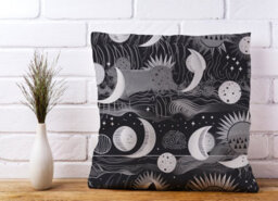 Warren Reed Designer Abstract Black White Moon And Sun Cushions 45Cm X 45Cm - thumbnail 2