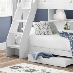 Orion White Wooden Storage Triple Sleeper Bunk Bed Frame - 3Ft Single Top And 4Ft Small Double Bottom - thumbnail 4