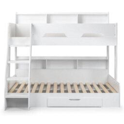 Orion White Wooden Storage Triple Sleeper Bunk Bed Frame - 3Ft Single Top And 4Ft Small Double Bottom - thumbnail 7