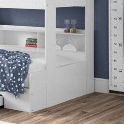 Orion White Wooden Storage Triple Sleeper Bunk Bed Frame - 3Ft Single Top And 4Ft Small Double Bottom - thumbnail 5