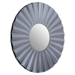 Orsina Round Grey Wall Mirror, Modern Radial Design Decorative Wall Mirror, Grey Mirrored Sunburst Frame, Mirror - thumbnail 2