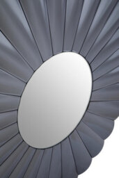 Orsina Round Grey Wall Mirror, Modern Radial Design Decorative Wall Mirror, Grey Mirrored Sunburst Frame, Mirror - thumbnail 5