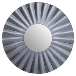 Orsina Round Grey Wall Mirror, Modern Radial Design Decorative Wall Mirror, Grey Mirrored Sunburst Frame, Mirror - thumbnail 6