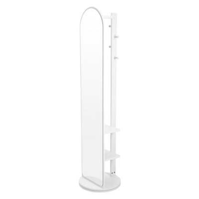 Living And Home Warm White Arched 360-Degree Rotating Full-Length Mirror, 40Cm Dia X 168Cm H - image 1