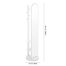 Living And Home Warm White Arched 360-Degree Rotating Full-Length Mirror, 40Cm Dia X 168Cm H - thumbnail 7