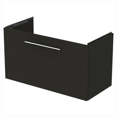 Ideal Standard I.life S Compact Matt Carbon Grey Wood Effect Wall-Mounted Bathroom Vanity Unit (H) 440mm (W) 800mm - image 1