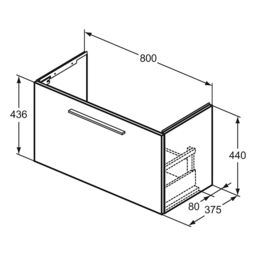 Ideal Standard I.life S Compact Matt Carbon Grey Wood Effect Wall-Mounted Bathroom Vanity Unit (H) 440mm (W) 800mm - thumbnail 6