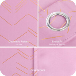 Deconovo Foil Printed Thermal Curtains Super Soft Ring Top Blackout Curtains For Bedroom 46 X 90 Inch Pink 2 Panels - thumbnail 7