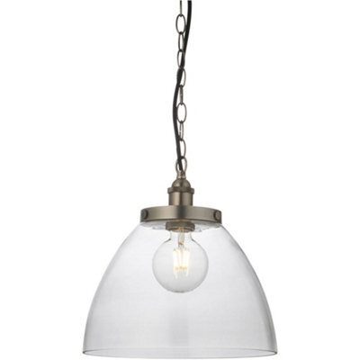 Loops Hanging Ceiling Pendant Light - Brushed Silver Paint & Clear Glass - 10W Led E27 - image 1