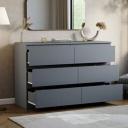 Grey Modern 6 Chest Of Drawers Storage Tall Wide Bedroom Furniture - thumbnail 3