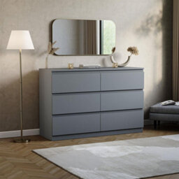 Grey Modern 6 Chest Of Drawers Storage Tall Wide Bedroom Furniture - thumbnail 1