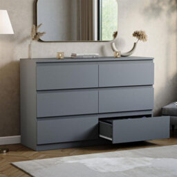 Grey Modern 6 Chest Of Drawers Storage Tall Wide Bedroom Furniture - thumbnail 5