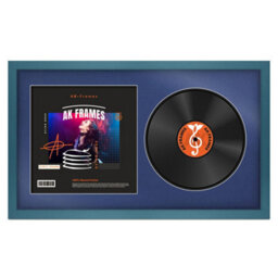 "30X17"" Navy Blue Modern Vinyl Record Frame With Blue Mount For 12 Inch Lp Album Cover & Disc - Ak Frames"